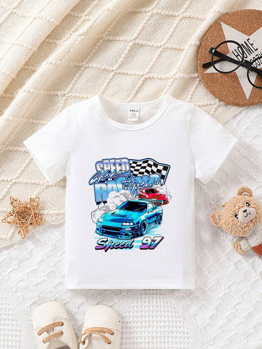Baby Boys' Car And Letter Print Top