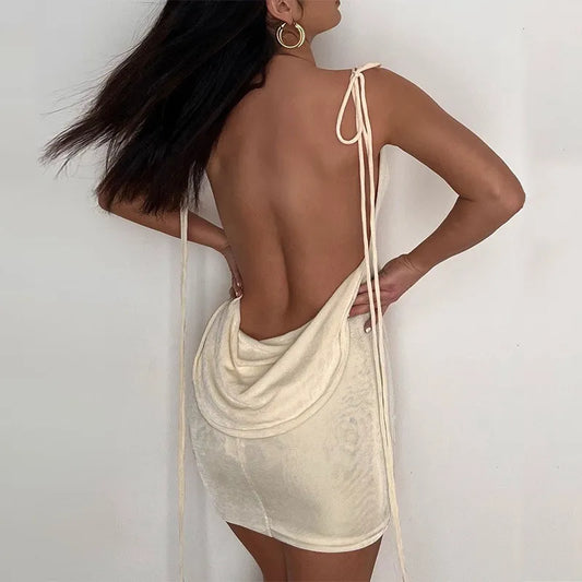 Sexy Backless Lace-Up Mini Dress